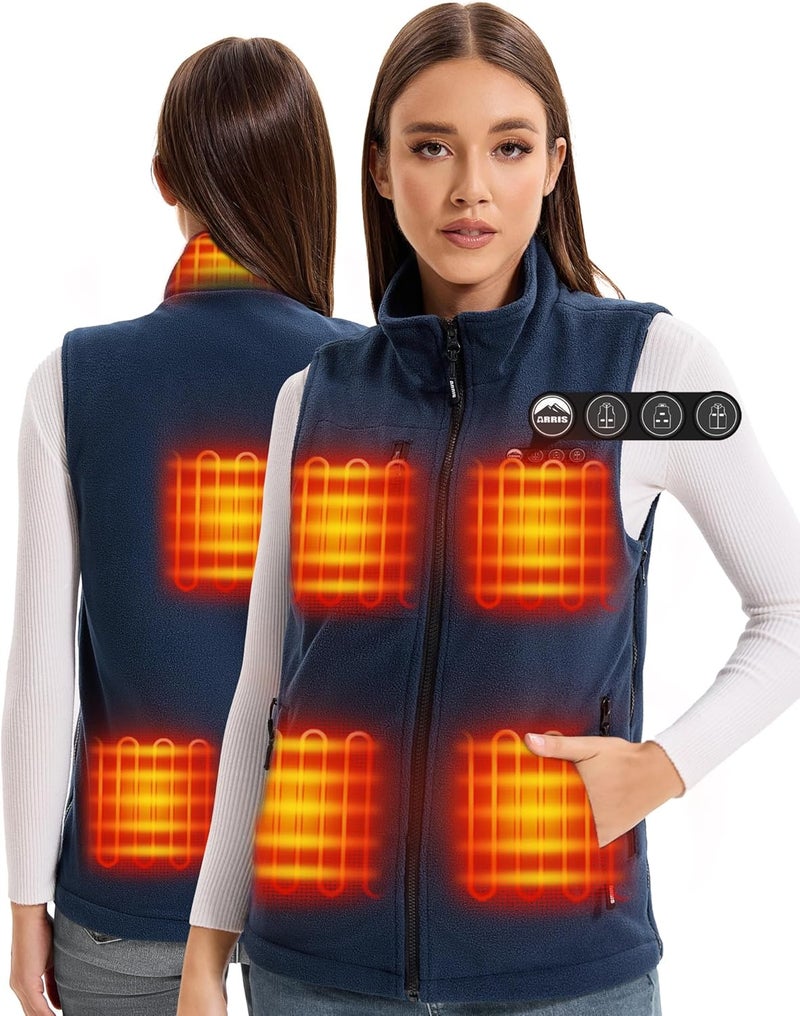 ARRIS Fleece Heated Vest for Women with 7.4V Battery Pack, Size Adjustable 8 Heating Zones Heating Clothing for Hunting - Image 1